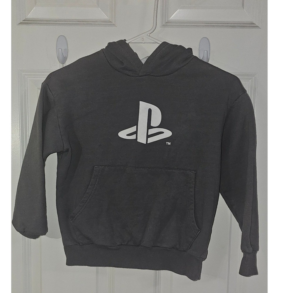 PlayStation Kids Gray Hoodie Sweatshirt Gamer Logo Graphic Pullover